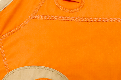 closeup of protective dog suit